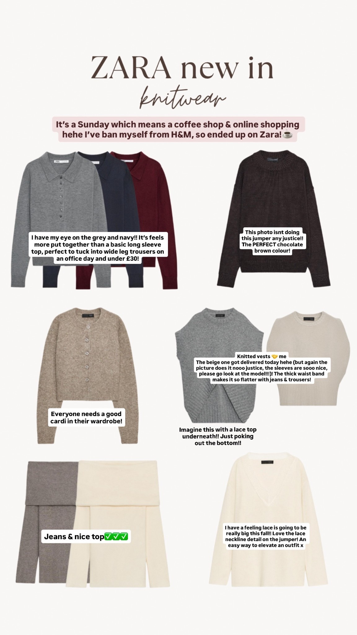 Zara new in knitwear for autumn🍂

#zara

#LTKautumn #LTKuk