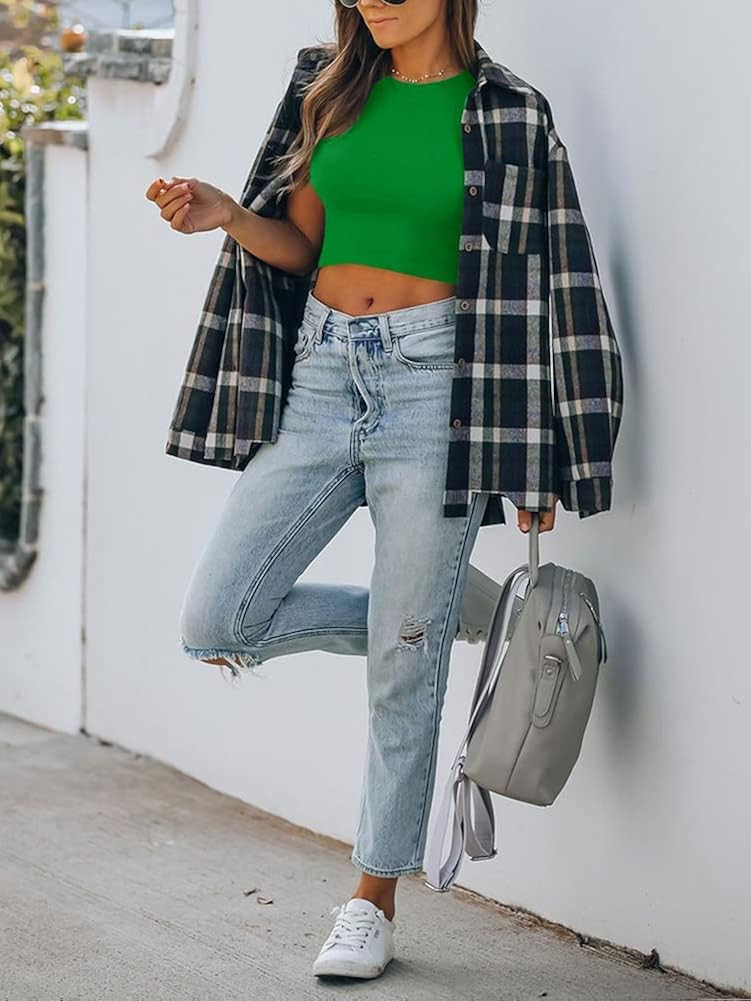 EFAN Womens Sexy Sleeveless High Neck Workout Crop Tops Cute Racerback Cropped Tank Tops Teen Gir... | Amazon (US)