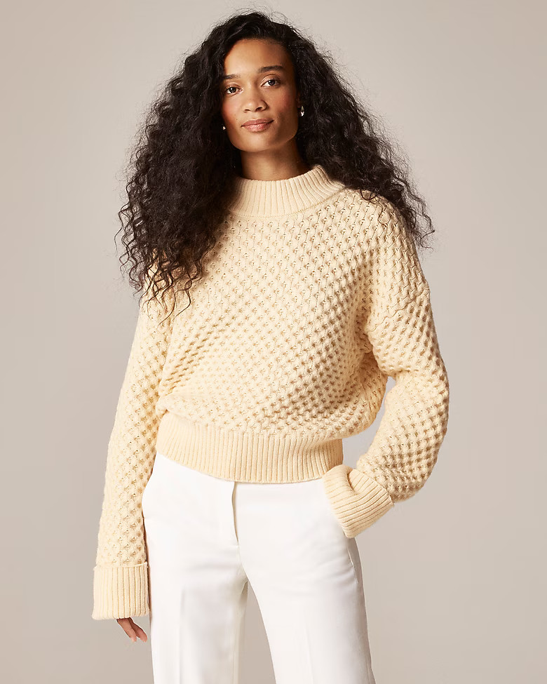 Honeycomb mockneck sweater in wool blend | J. Crew US
