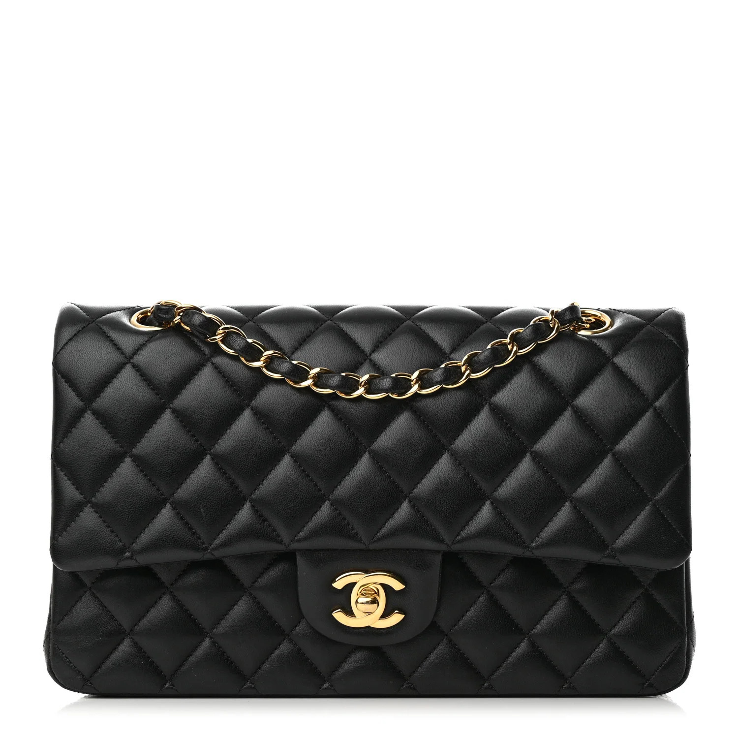 Lambskin Quilted Medium Double Flap Black | FASHIONPHILE (US)