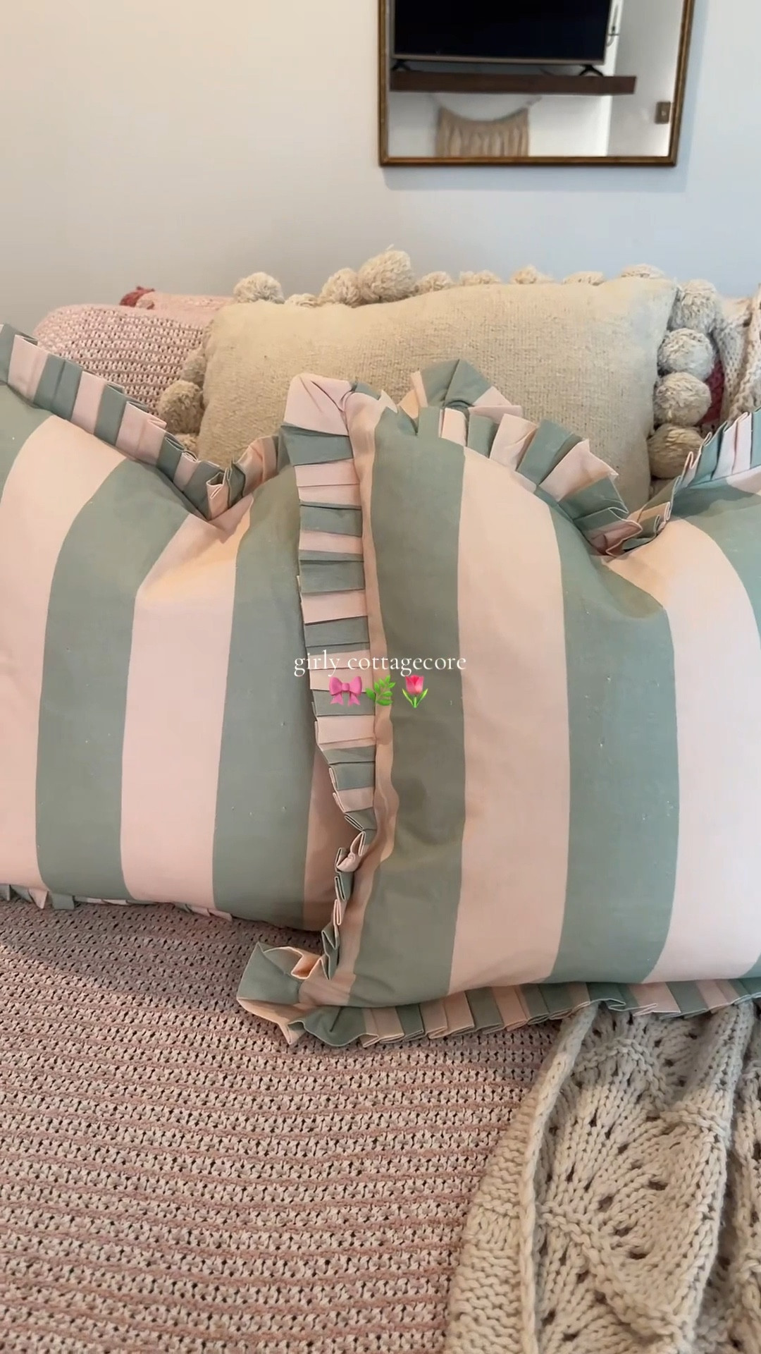 Found the perfect stripe pillow covers very light pink with sage! #decor #aesthetics #maximalism #cottagecore

#LTKFindsUnder50 #LTKSeasonal #LTKHome