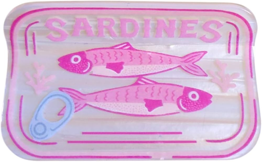 Funny Sardine Can Hair Clips,Funny Acrylic Claw Clip for Women,Sea Food Hair Clip,Pink | Amazon (US)