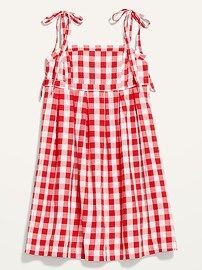 Tie-Shoulder Gingham Mini Babydoll Swing Dress for Women | Old Navy (US)