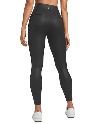 CRZ YOGA Butterluxe Women Matte Faux Leather Leggings with Back Pockets 25" - High Waist Stretch ... | Amazon (US)