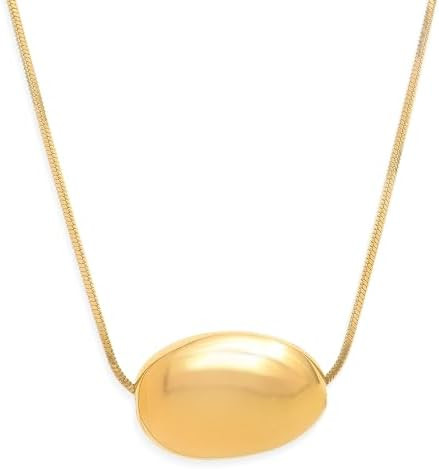 Chunky Gold Silver Pendant Necklace for Women, Trendy Charm Choker Thick Adjustable Hammered Holl... | Amazon (US)