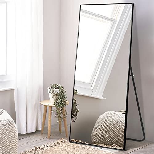 NeuType Full Length Mirror, 64" x 21" Aluminum Alloy Frame Floor Mirror with Stand, Large Bedroom... | Amazon (US)