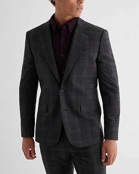 Slim Plaid Wool-Blend Suit Jacket | Express