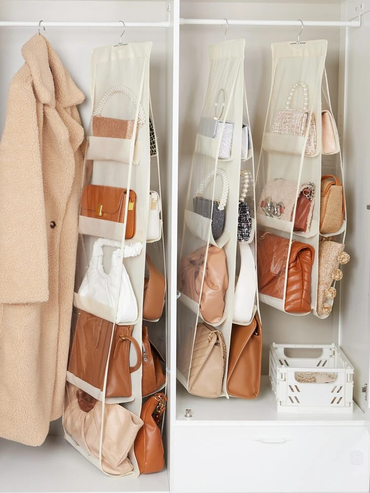 SHEIN BASIC LIVING 1pc Hanging Bag Organizer with Clear Pockets | SHEIN