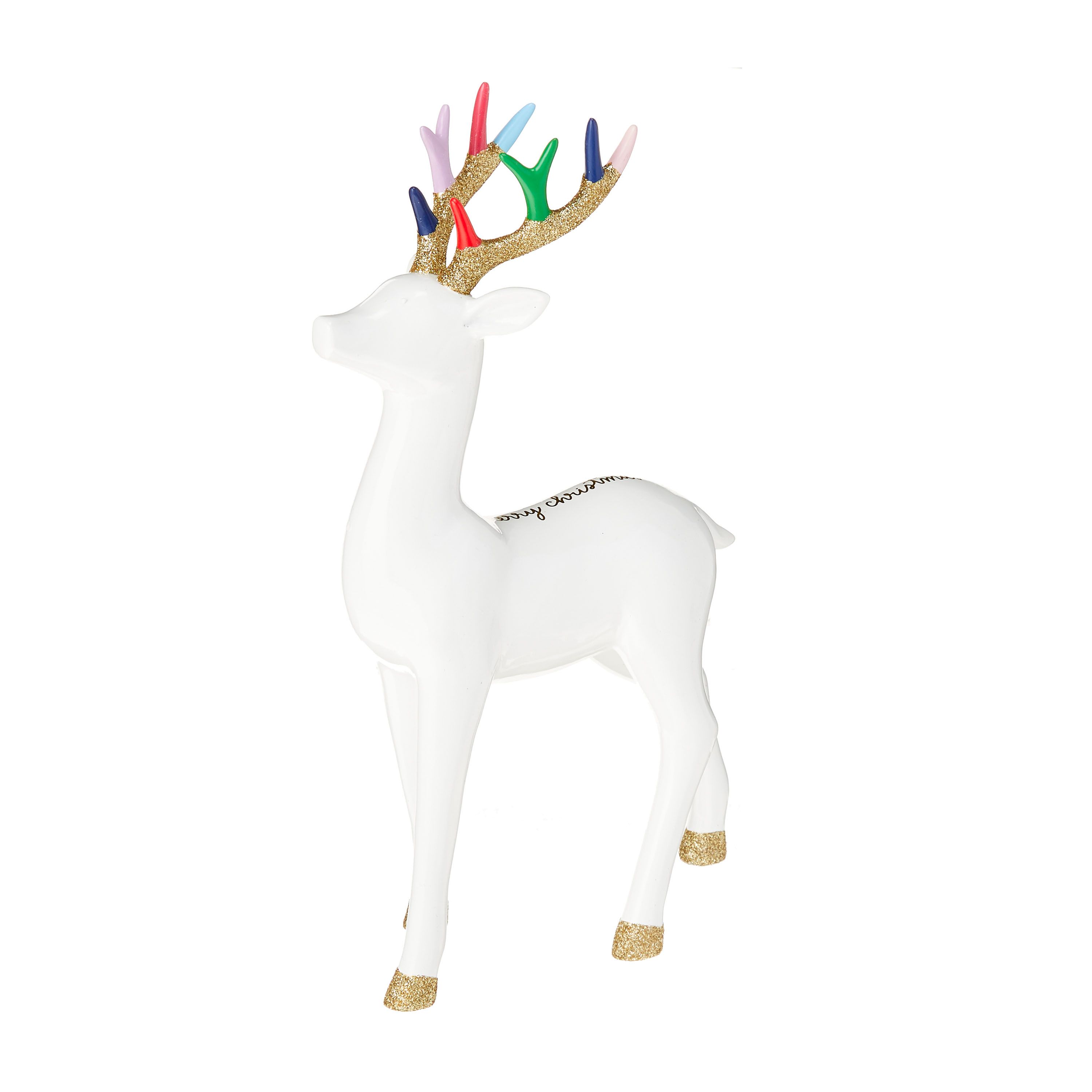 Packed Party White Deer with Rainbow Antlers Table Top Christmas Decoration, 10-inch | Walmart (US)