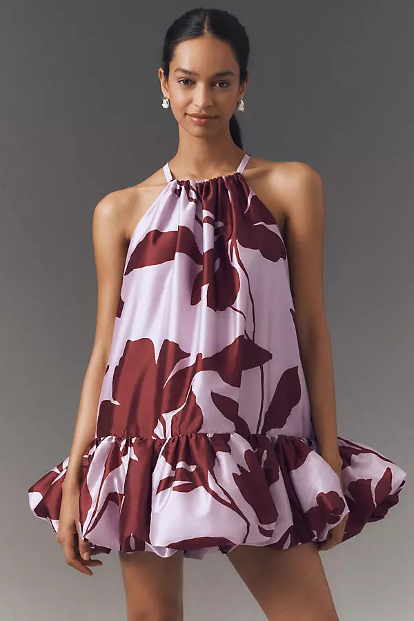 Phoebe High-Neck Ruffle-Hem Swing Mini Dress | Anthropologie (US)