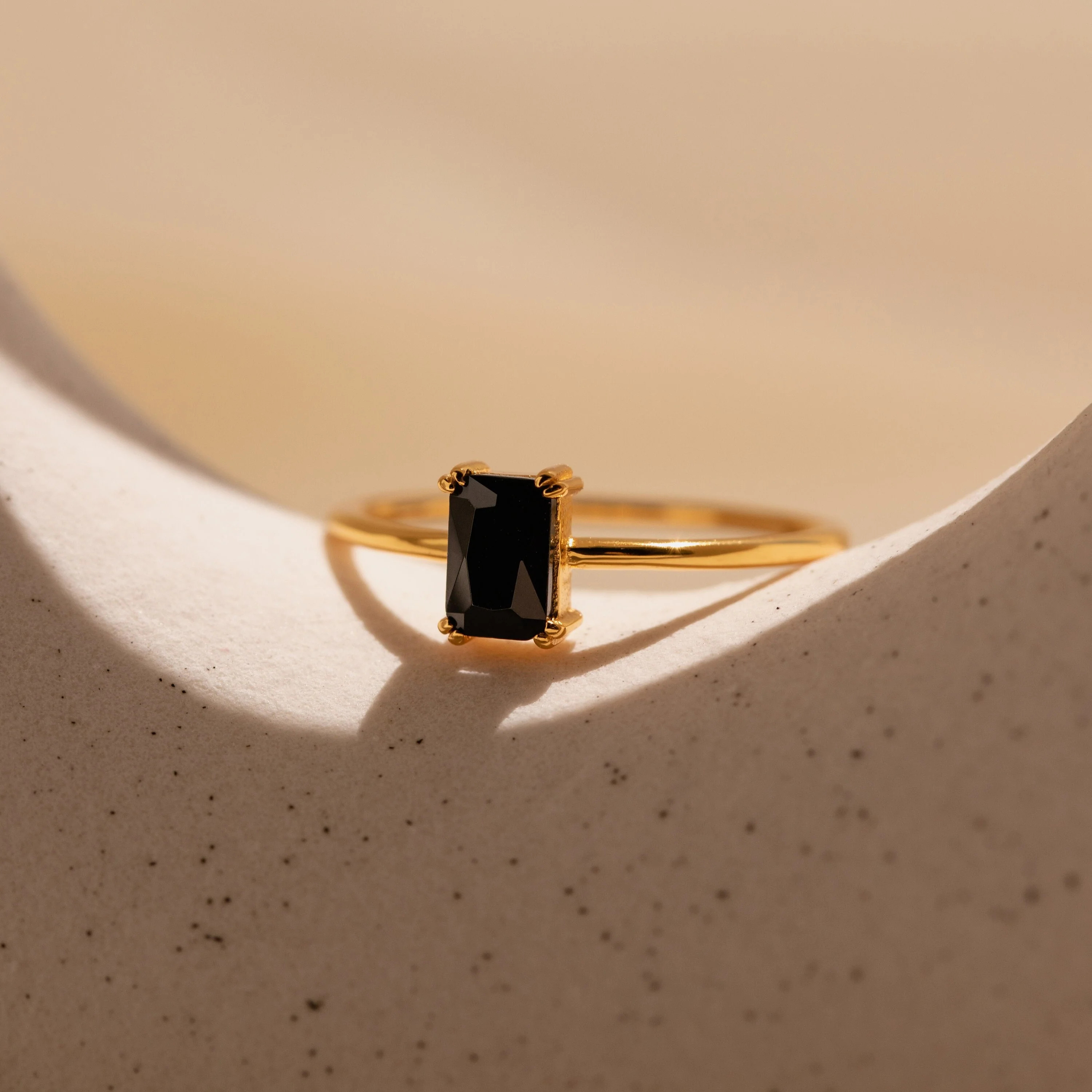 Black Emerald Ring - Store 18K Gold / US 5 | Caitlyn Minimalist