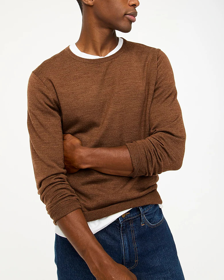 Machine-washable merino wool-blend crewneck sweater | J.Crew Factory