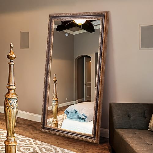 60.5" X 31" Vintage Full Length Bedroom Mirror, Black & Bronze Handmade Aging Large Accent Decora... | Amazon (US)