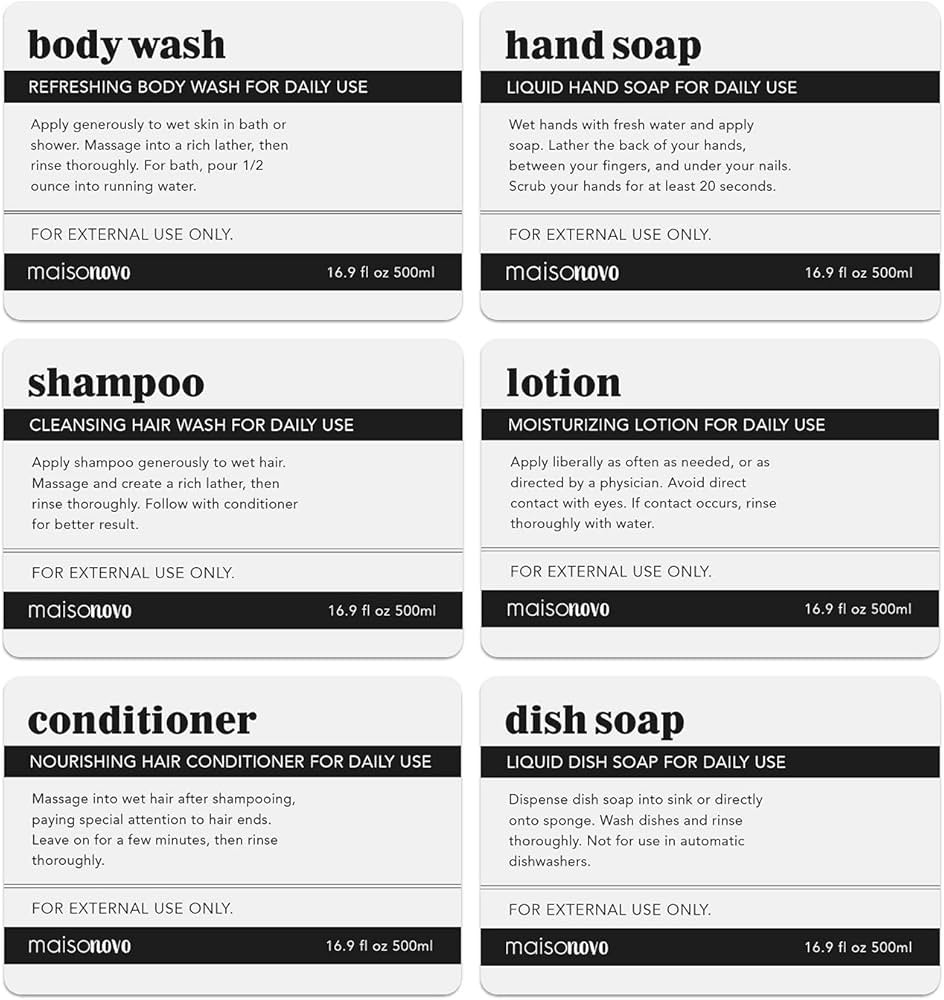 MaisoNovo Classic Waterproof Labels for Dispenser Bottles - 3.5"x2.5" Apothecary Stickers - Vinta... | Amazon (US)