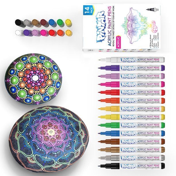 PINTAR Premium Acrylic Paint Pens - Fine Tip Pens For Rock Painting, Ceramic Glass, Wood, Paper, ... | Walmart (US)