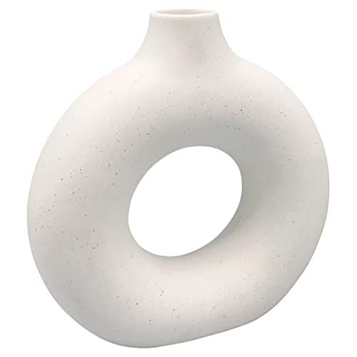 Amazon.com: White Ceramic Vase - for Modern Home Decor,Round Matte Pampas Flower Vases Minimalist... | Amazon (US)