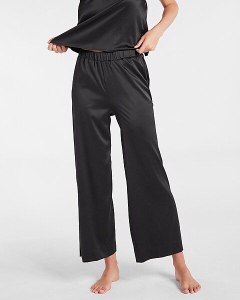 Satin Wide Leg Side Vent Pajama Pant | Express