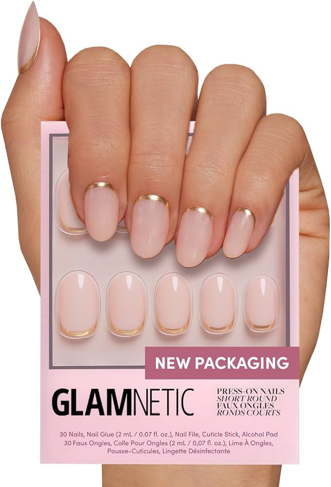 Glamnetic Press On Nails - Goal Digger | Glossy, Semi-Transparent, Short Round Nails, Reusable | ... | Amazon (US)