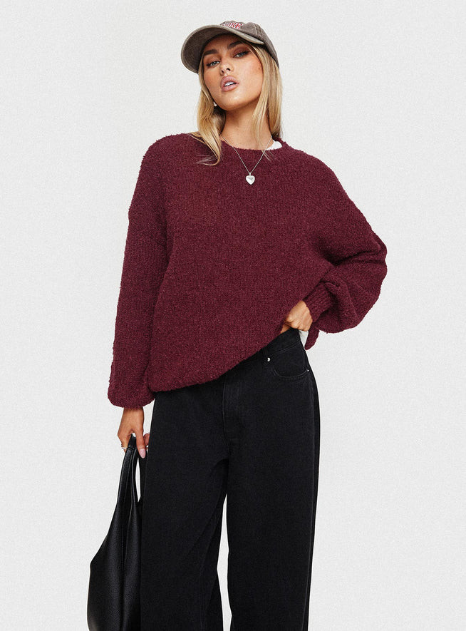 Niomie Knit Sweater Burgundy | Princess Polly US