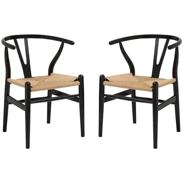 Poly and Bark Weave Chairs - Solid Wood Frame (Set of 2) - - 19622229 | Bed Bath & Beyond
