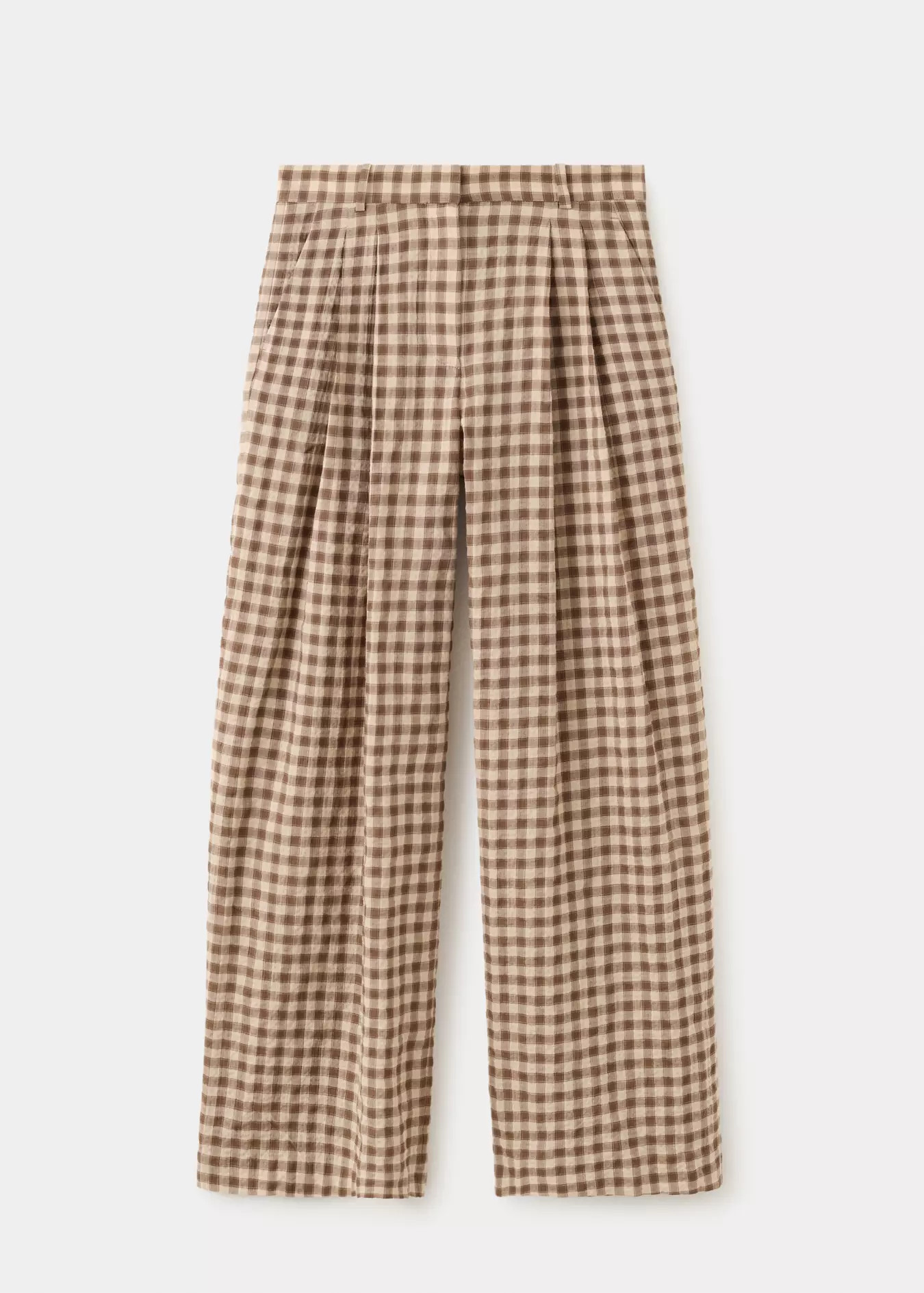 Straight-leg gingham trousers | MANGO (UK)