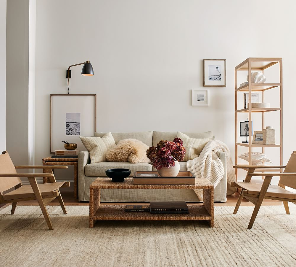 Malibu Rectangular Woven Coffee Table | Pottery Barn (US)