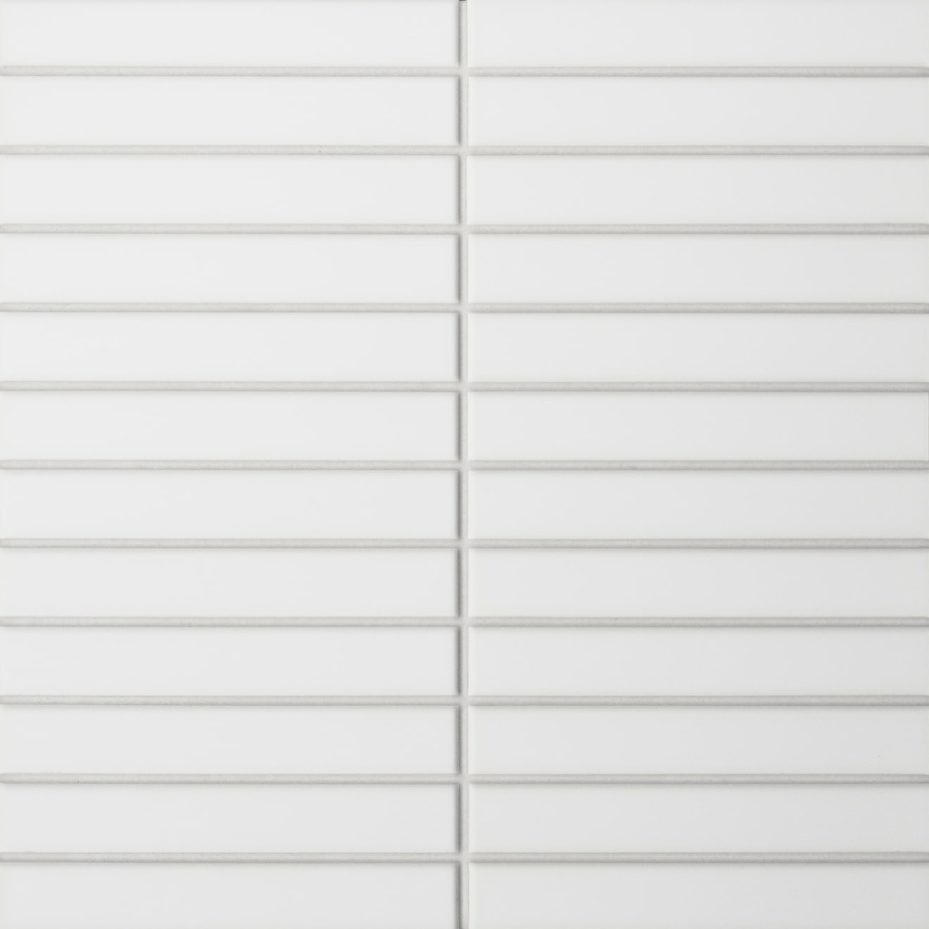 Le Cafe 1" x 6" Straight Stack Matte Porcelain Mosaic Tile in White | Bedrosians Tile & Stone