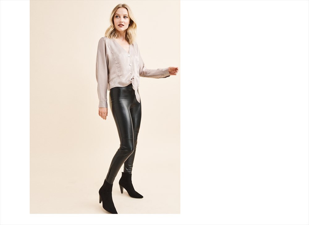 Dynamite  High Rise Faux Leather Legging JET BLACK | Dynamite Clothing