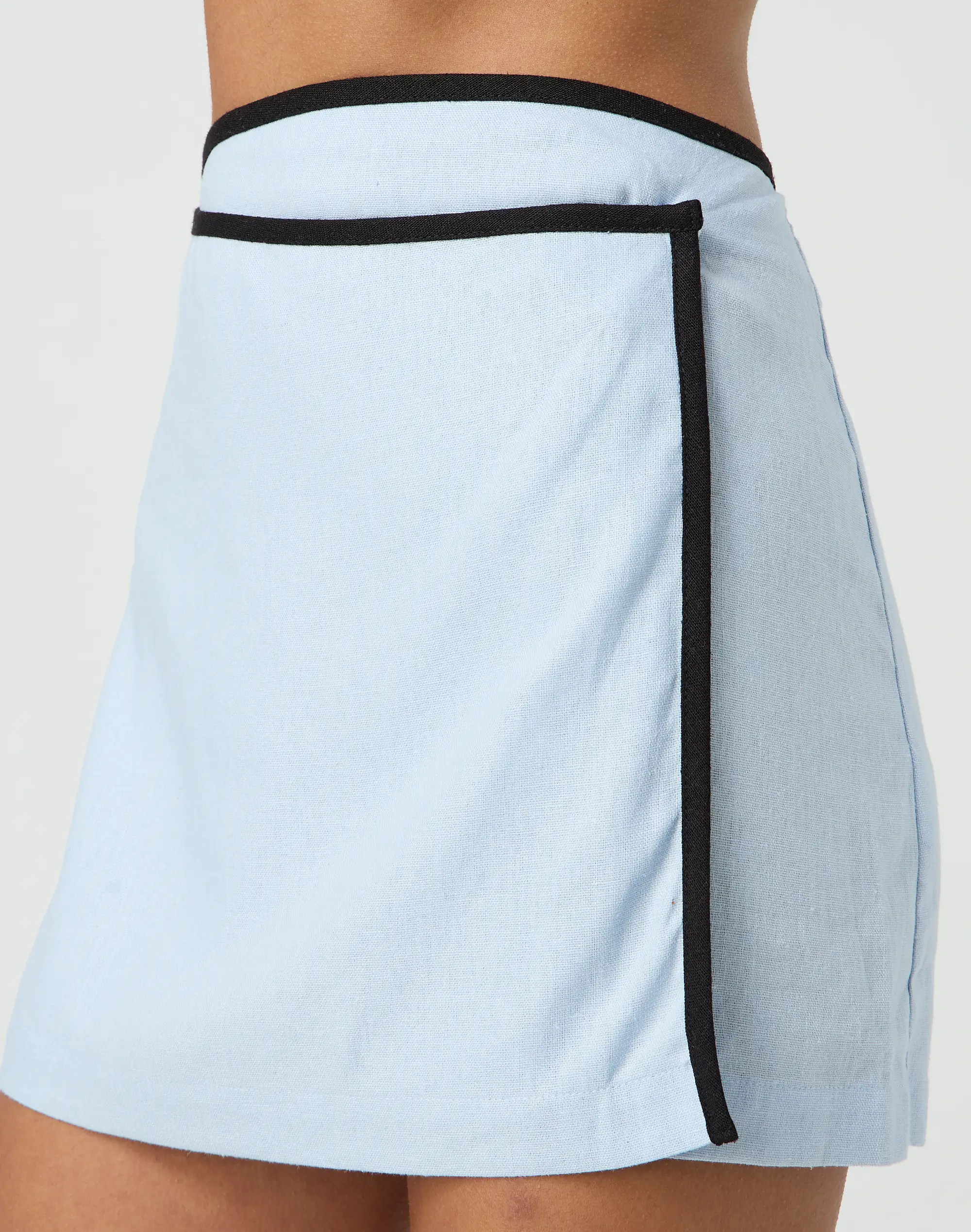 Linen Blend Cross Over Mini Skirt | Glassons (Australia)