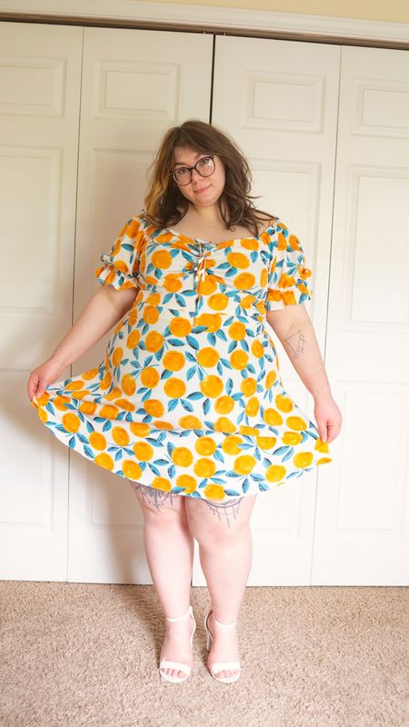 Plus size orange print milkmaid dress 

#LTKSeasonal #LTKstyletip #LTKcurves