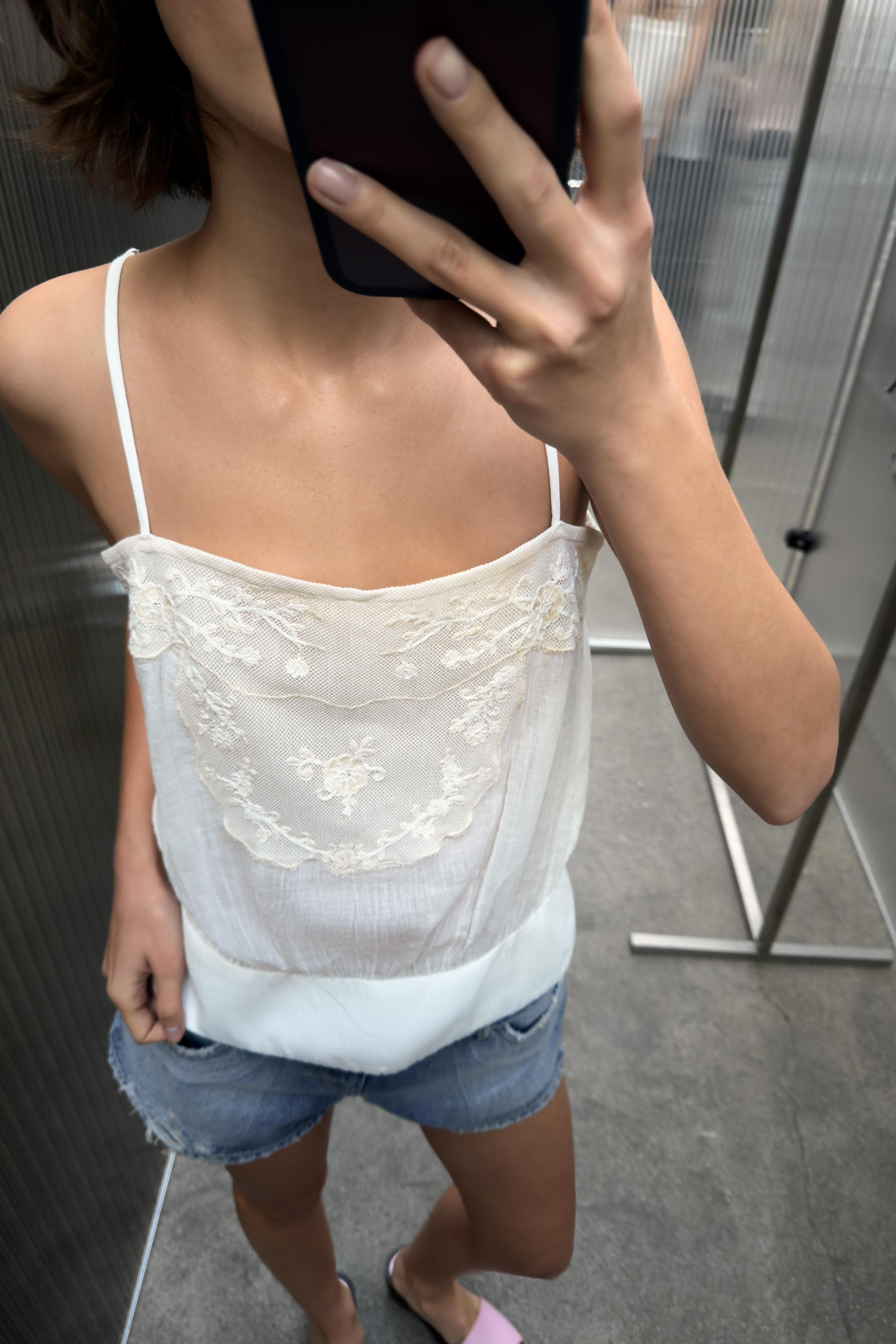EMBROIDERED GAUZE CAMISOLE | Zara US
