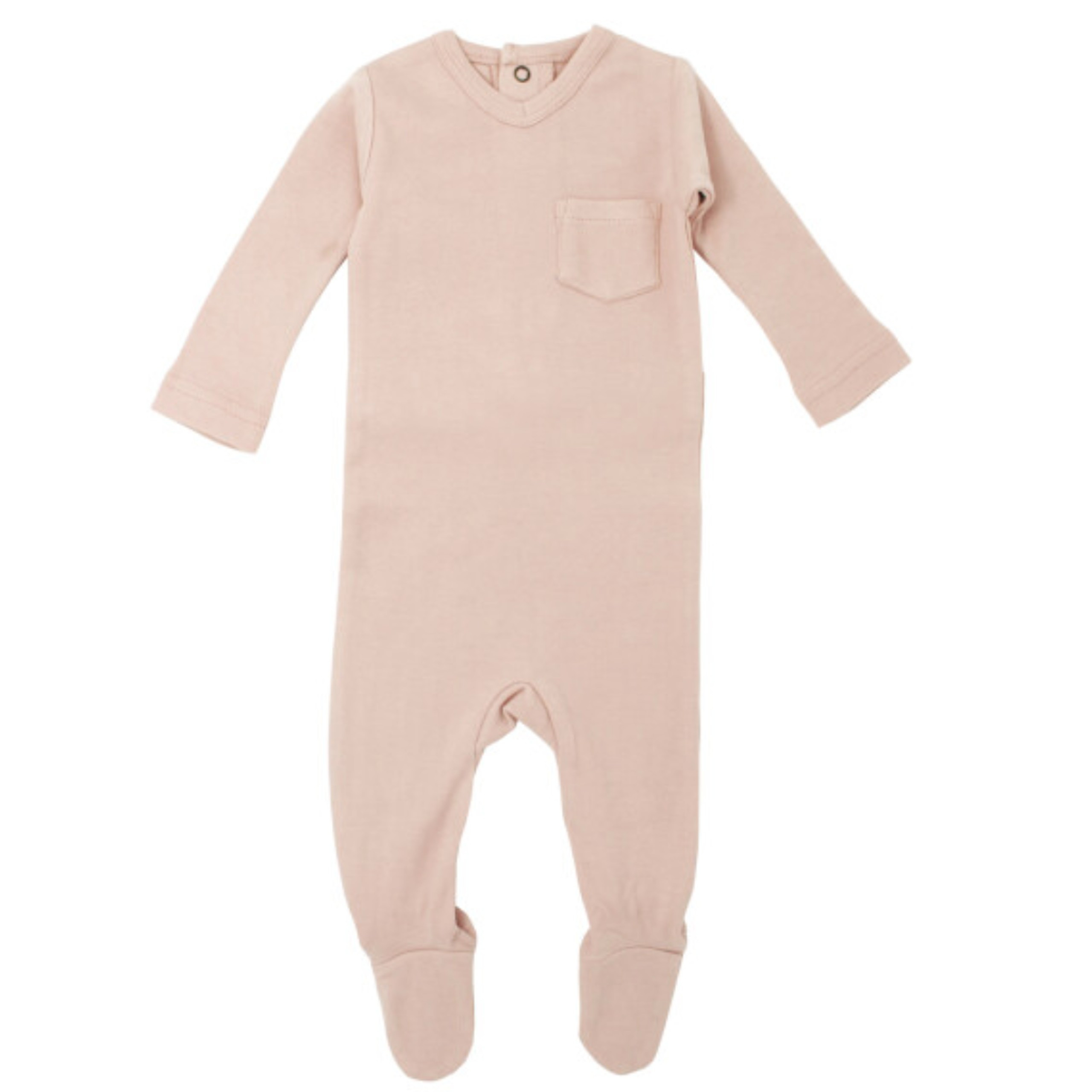 Organic V-Neck Footie, Rosewater | SpearmintLOVE