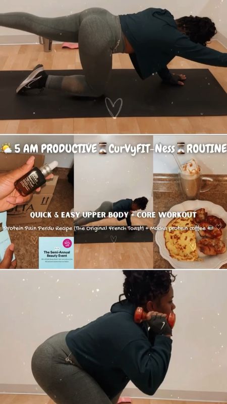 ⛅️ MINI DITL VOGS 🌤️ 5 AM PRODUCTIVE MINDFUL & INTENTIONAL ⏳CurVyFIT-Ness⏳at home and in the gym ROUTINE → MINDSET AFFIRMATION SURGERY WORKOUTS → Quick & easy upper body + core workout | 🏋🏾‍♀️💪🏾🦵🏾Ulta Beauty Semi-Annual Beauty Event HAUL | Progressive meal 🥗 plan changes | Intermittent fasting | Protein Pain Perdu Recipe (The Original French Toast) + Mocha protein coffee ☕️ & MORE♡ 

#LTKfindsunder50 #LTKfamily #LTKbeauty