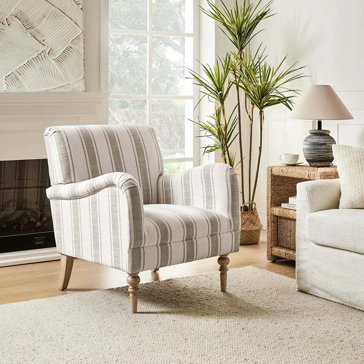 Arching Contemporary and Classic Polyester Upholstered Armchair with Solid Wood Legs | Wayfair North America