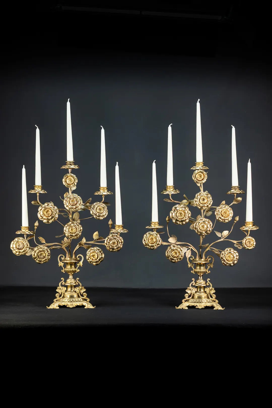 Candelabra Pair | Two Gilded Bronze Baroque Candle Holders from 1800s | Antique 19th Century 2 Ch... | Etsy (US)