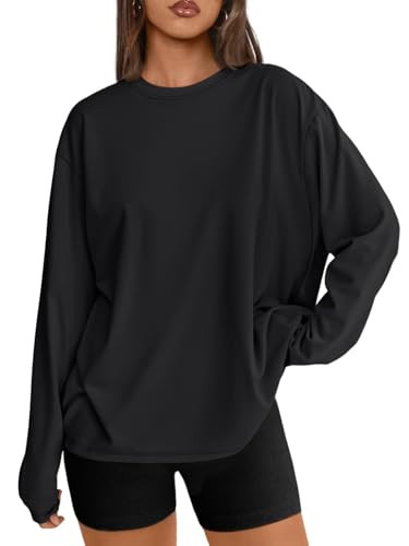 Trendy Queen Womens Oversized Long Sleeve Shirts Fall Tops 2026 Basic Tees | Amazon (US)