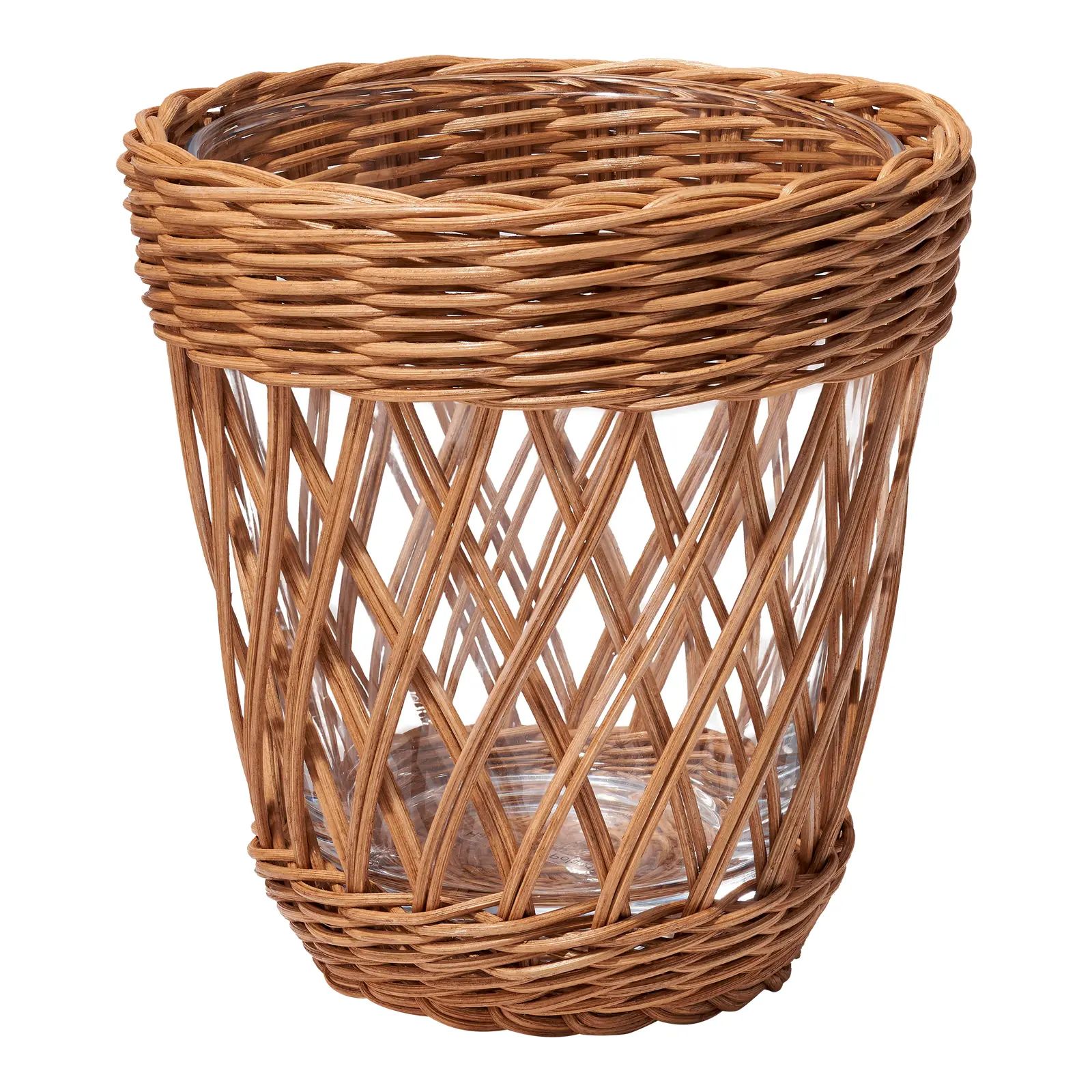 AERIN Navona Wicker Vase, Small - Toffee | Chairish