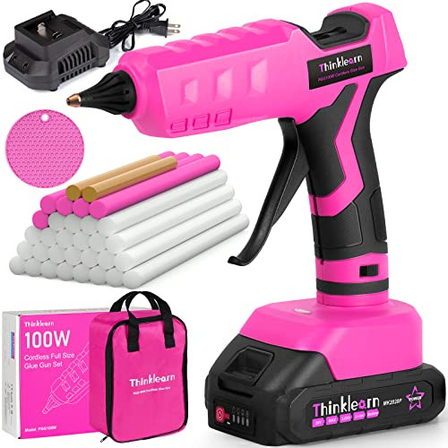 Hot Glue Gun, 20V Pink Cordless Glue Gun with 30 PCS Full Size Glue Sticks, 2Ah Rechargeable Batt... | Amazon (US)