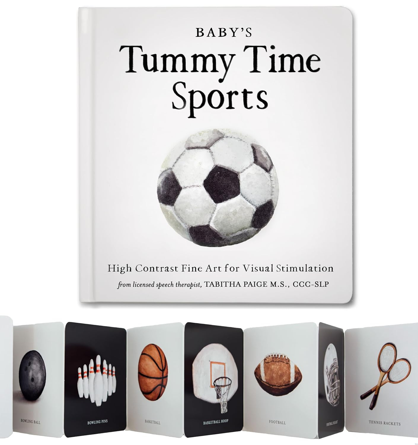Baby's Tummy Time Sports: High-Contrast Fine Art for Visual Stimulation (Tabitha Paige Children's Book Series) | Amazon (US)
