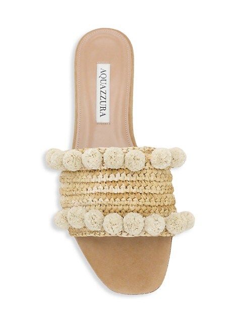 Pom-Pom Raffia Slides | Saks Fifth Avenue