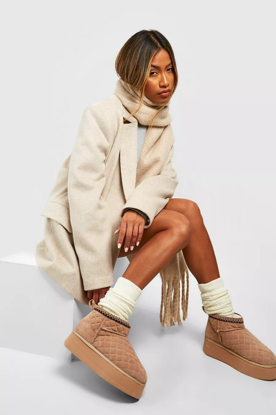 Quilted Ultra Mini Platform Cosy Boots | boohoo (US & Canada)