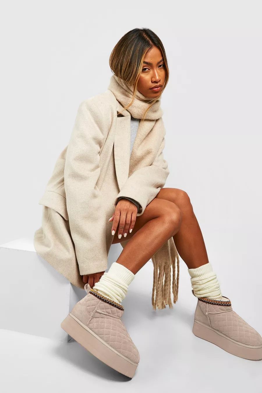 Quilted Ultra Mini Platform Cosy Boots | boohoo (US & Canada)