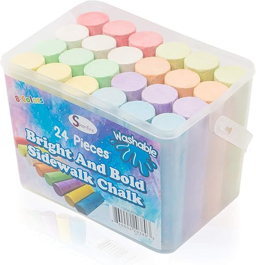 SHERFIRE 24 Multicoloured Jumbo Sidewalk Chalk, 8 Colours, Bright and Bold Rainbow Colours plus W... | Amazon (CA)