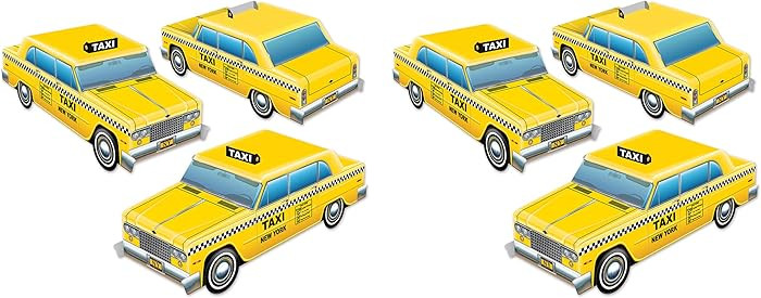 Beistle 3-D Taxi Cab Centerpieces, 4" x 10.5", Set of 6 - New York City Yellow Cars Table Decorat... | Amazon (US)