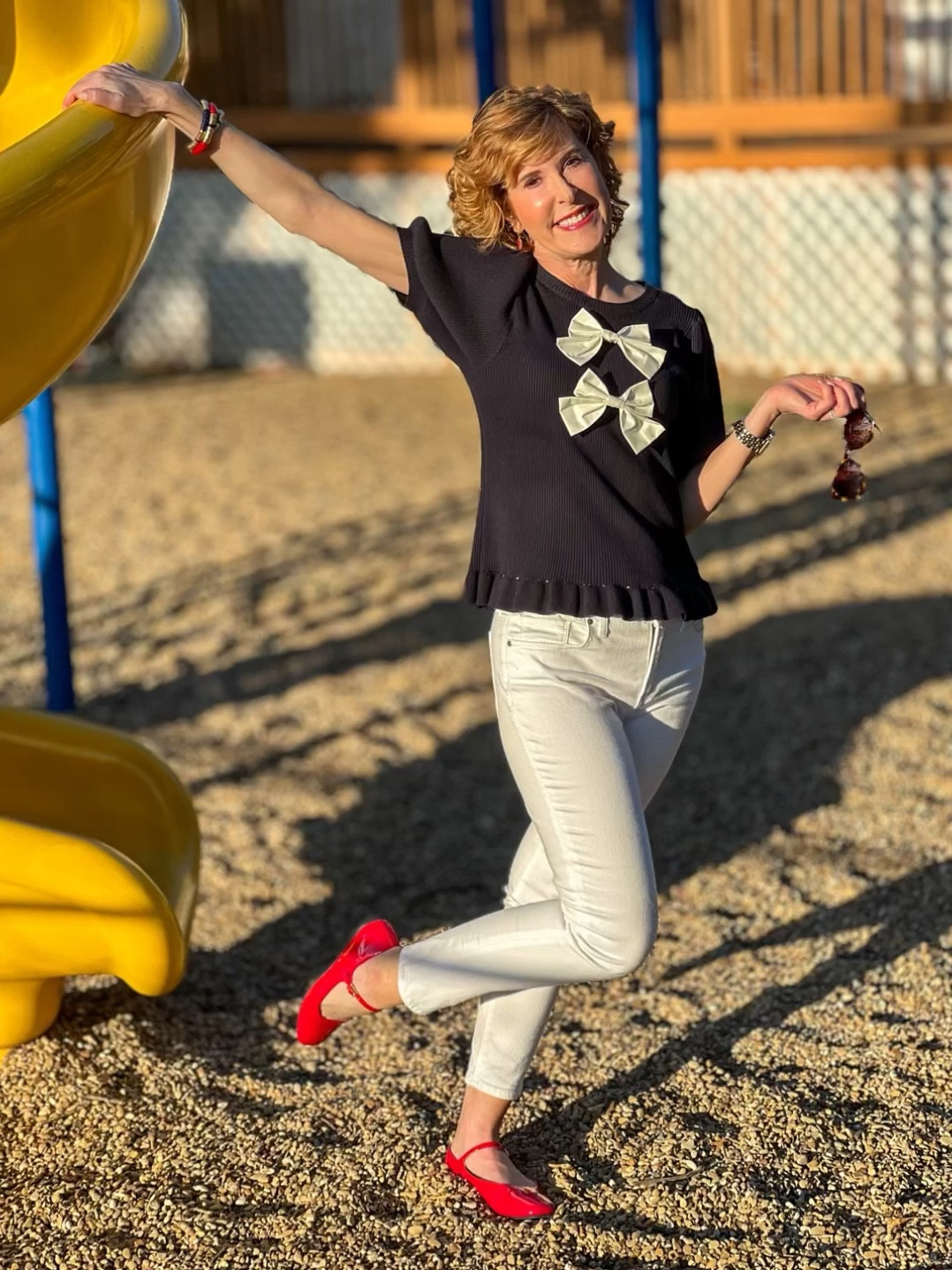 My fun short sleeve bow sweater is perfect for right now paired with a pair of raw hemmed white jeans. I finished my look off with darling red patent Mary Janes and a darling bracelet stack from my pals @shopalliebess !
❤️🤍💙
Use code SUZY15 for 15% off my sweater and jeans, and use code ENB20 for 20% off my bracelet stack!

#LTKFindsUnder100 #LTKOver40 #LTKVideo