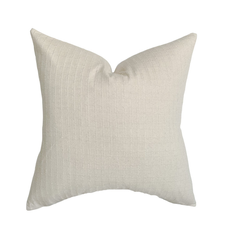 Hayes | Natural Woven Plaid Pillow Cover | Linen and James