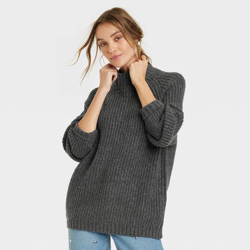 Women's Mock Turtleneck Tunic Pullover Sweater - Universal Thread™ Striped | Target