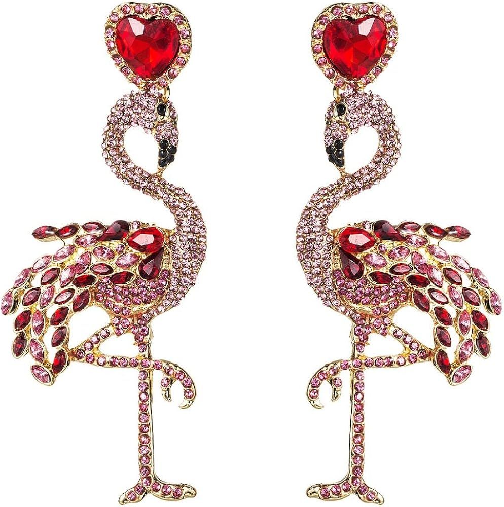 Flamingo Animal Earrings, Flamingo Bird Dangle Earrings for Women, Bohemian Beaded Flamingo Earri... | Amazon (US)