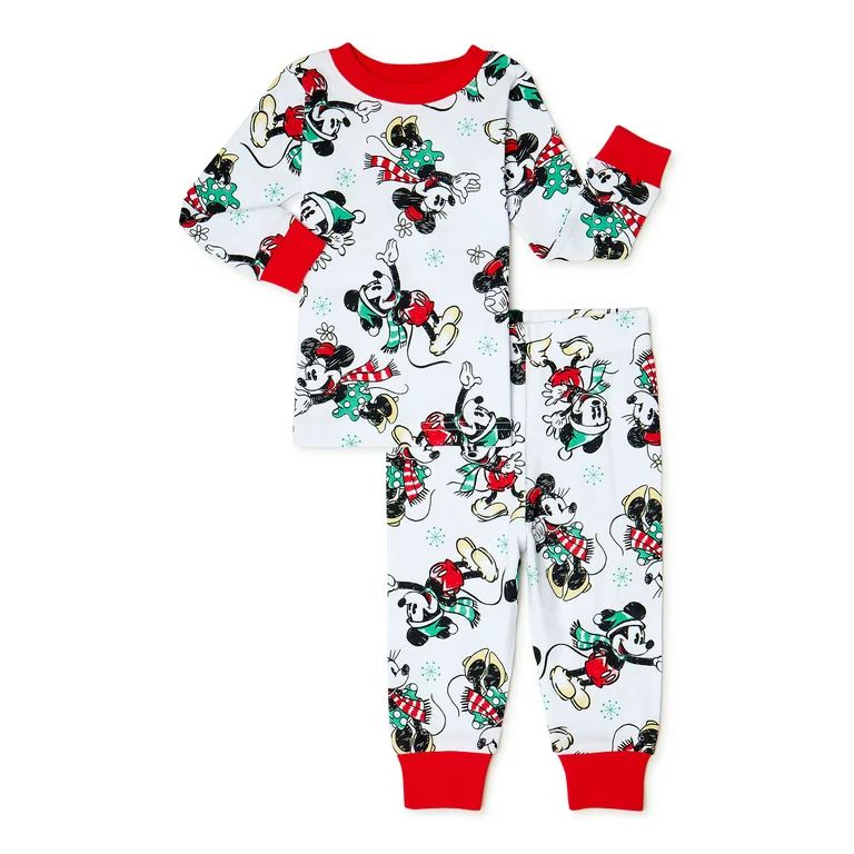 Disney Mickey Mouse Infant and Toddler Boys’ Christmas Cotton Pajama Set, 2-Piece | Walmart (US)