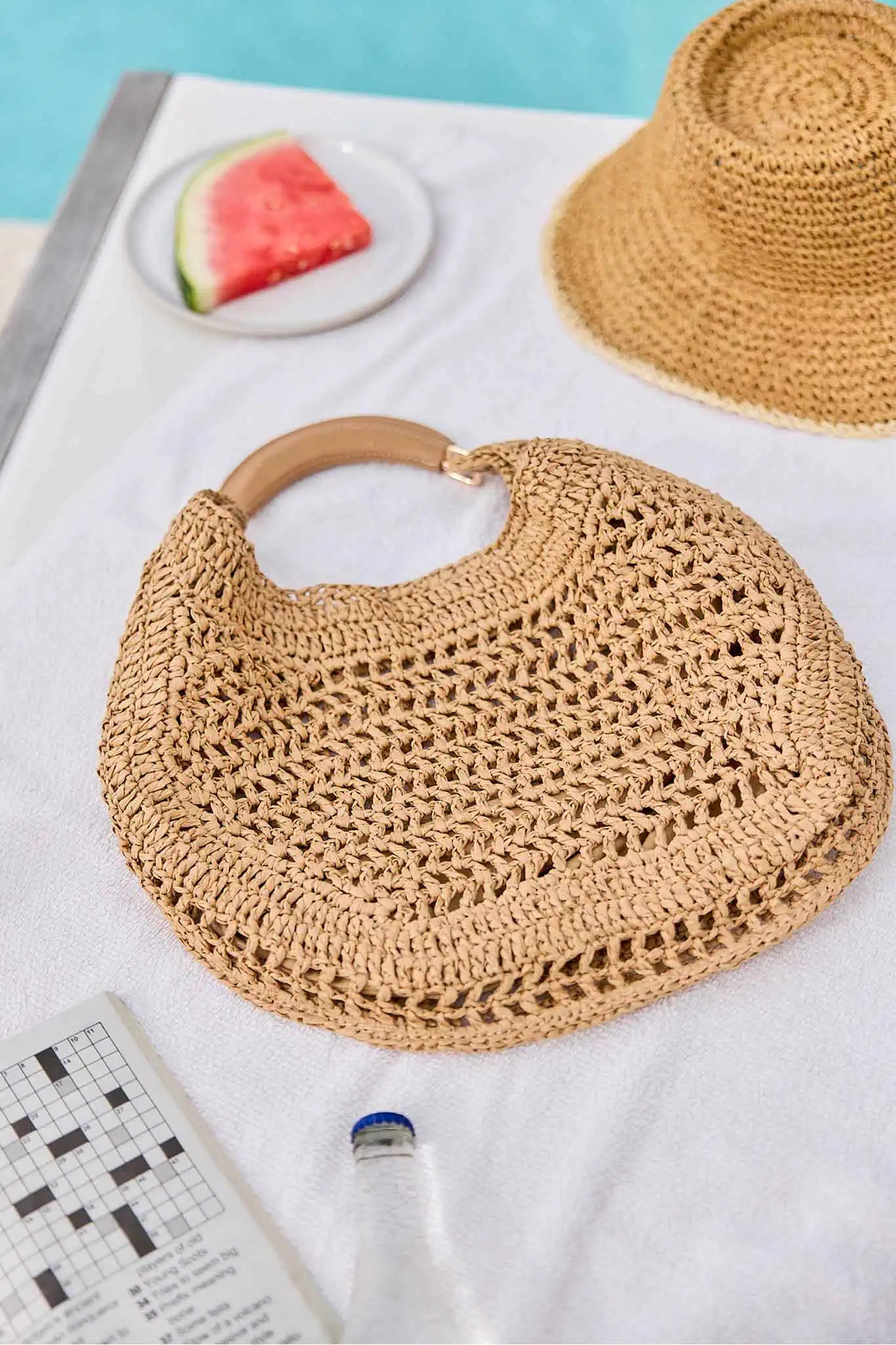 Brown Woven Raffia Shoulder Bag | Avara